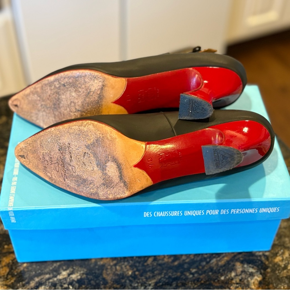 John Fluevog Black Heels with Red and White Accents - Picture 5 of 9